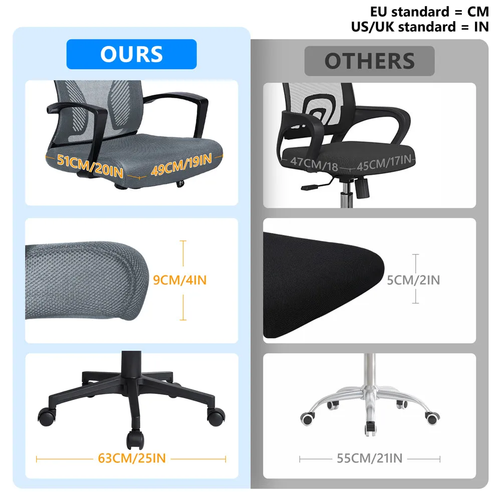Vounot sedia ufficio ergonomica grigia schienale traspirante