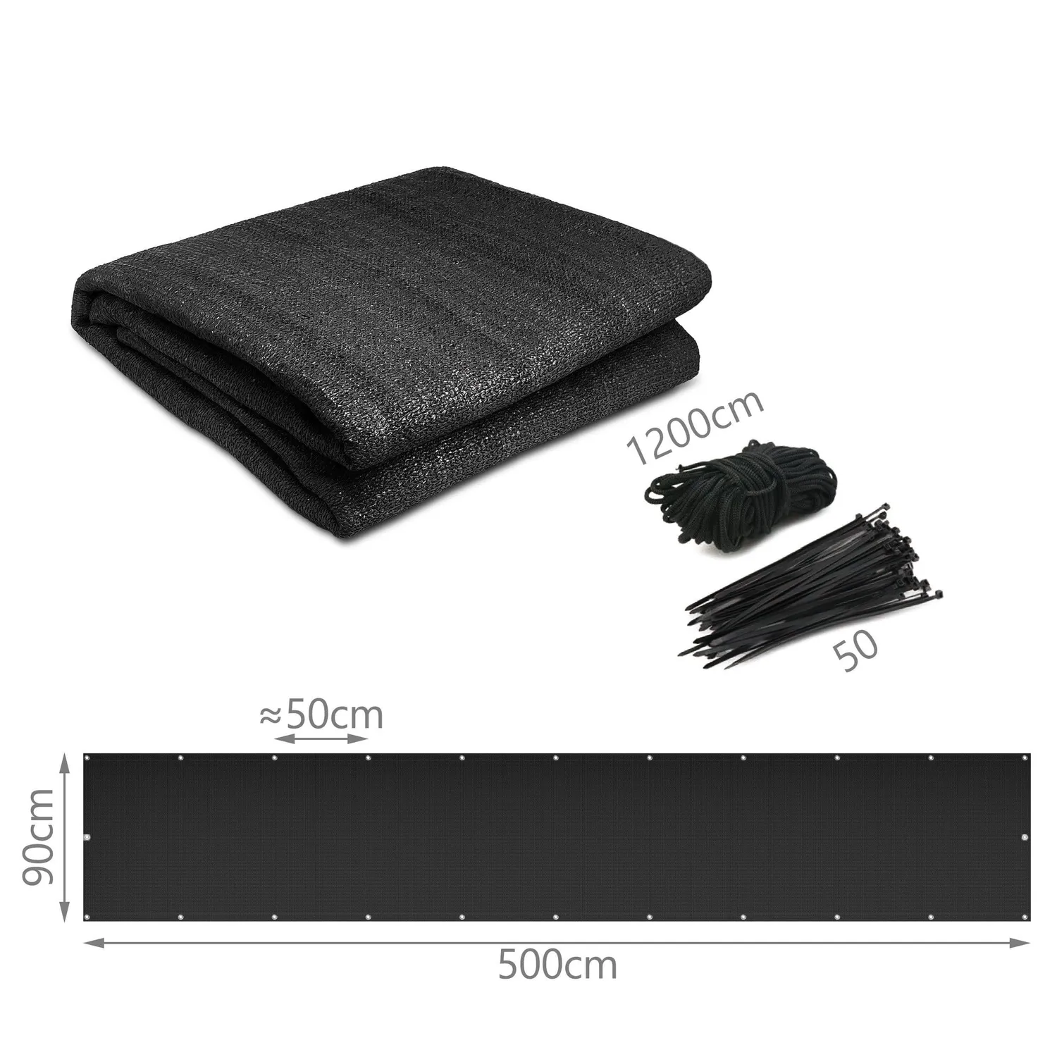 VOUNOT Frangivista Balcone HDPE Nero 500x90 cm 230 g