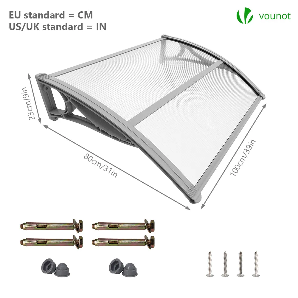 VOUNOT Pensilina per Porta Ingresso 100x80 cm Grigia