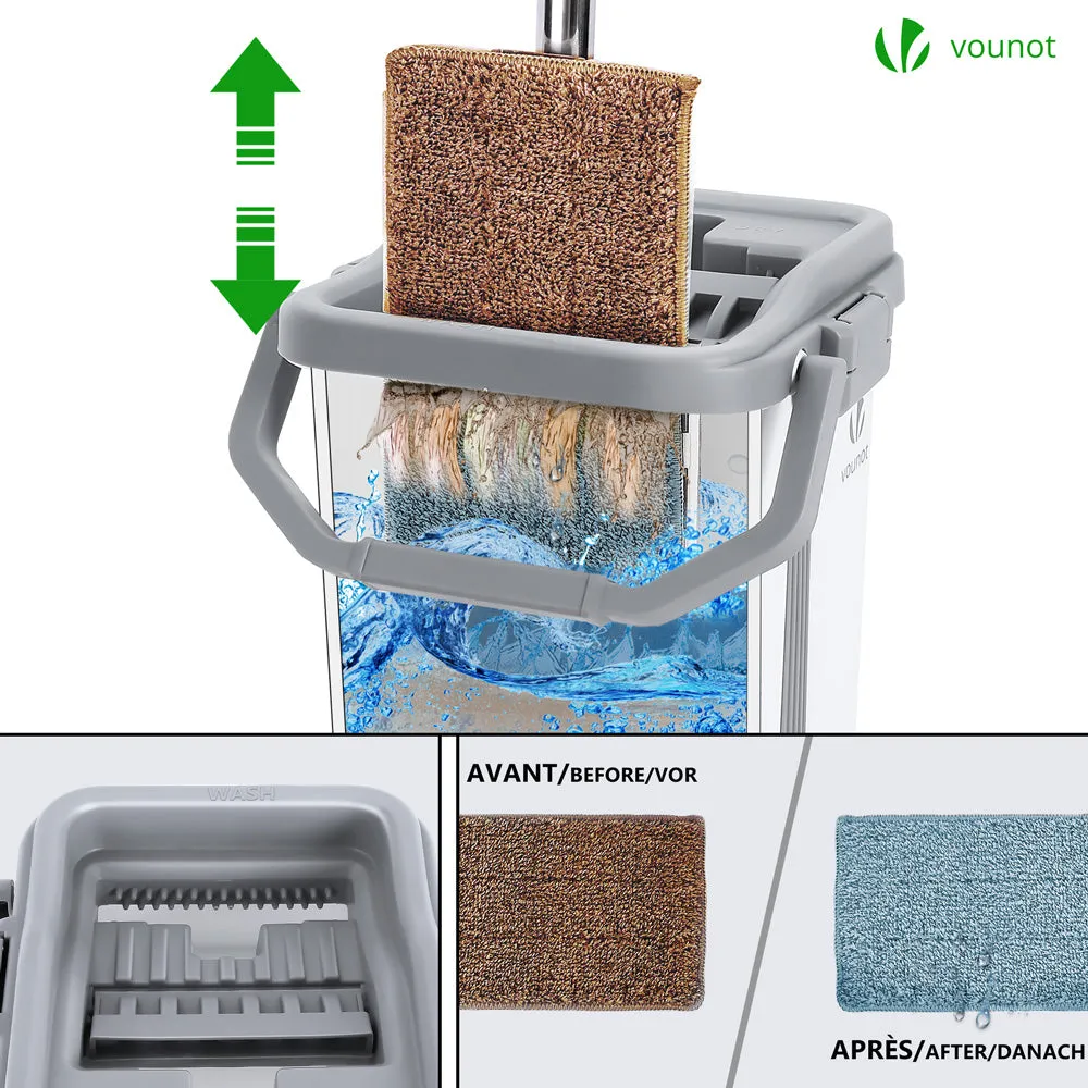 VOUNOT Mocio Piatto con Secchio Strizzatore Bianco 6 Panni