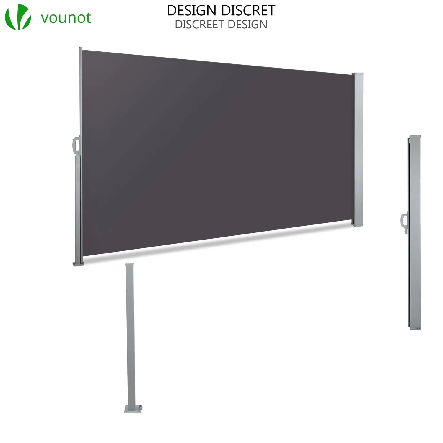 VOUNOT Tenda Laterale 180x300 cm Nera retrattile
