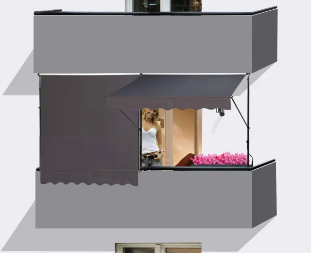 QUICK STAR tenda balcone 200x130 cm grigia senza fori 2 pezzi