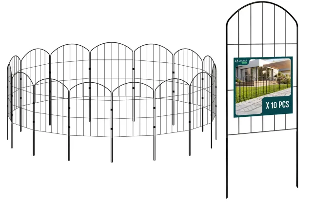 Vounot Recinzione Giardino Metallo Nero 61x33cm 10 Pezzi