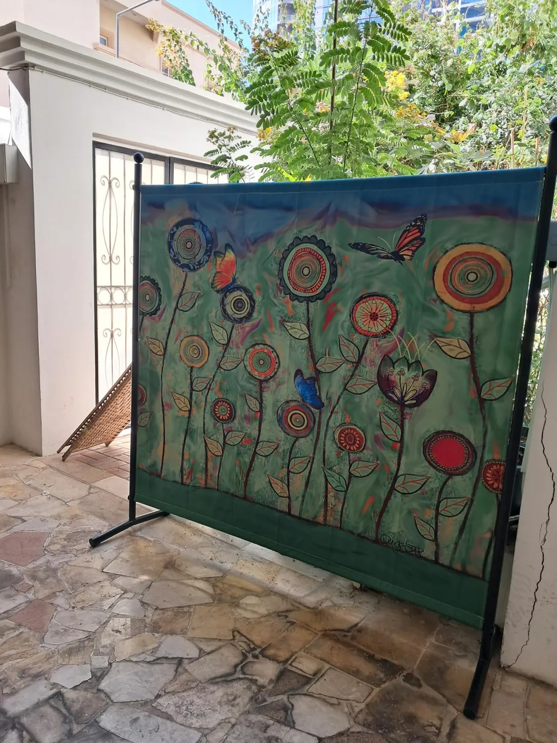 QUICK STAR 180x78 cm divisorio tessuto grigio da balcone