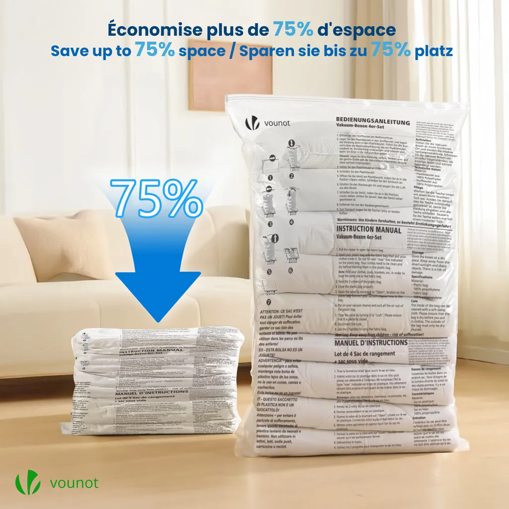 VOUNOT Kit Sottovuoto 9pz con Pompa Salvaspazio Vestiti