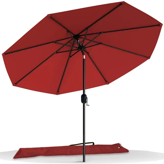 Vounot Ombrellone Inclinabile 2,7 m Rosso con Custodia Anti-UV
