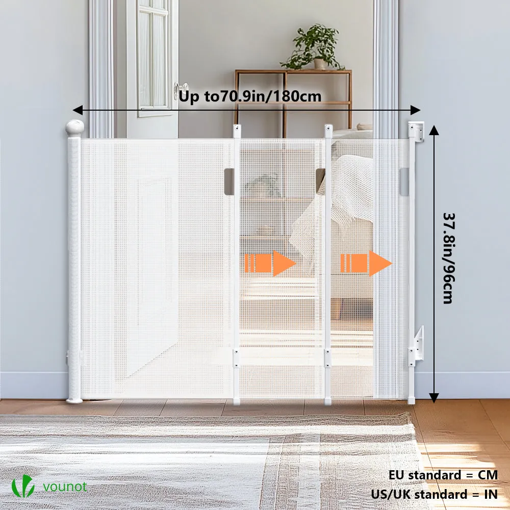VOUNOT Barriera Sicurezza Retraibile Bianca 180x96cm Bambini