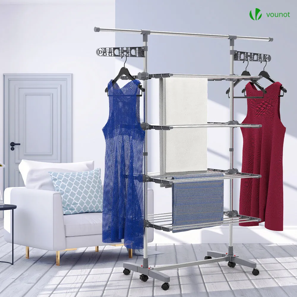 VOUNOT Stendibiancheria Torre 4 Livelli Inox 27 m con Ruote