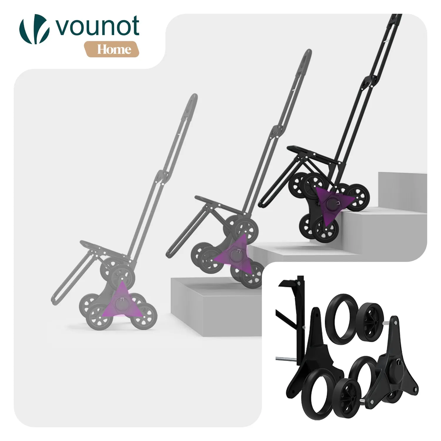 Vounot 40L carrello spesa borsa termica 6 ruote 30 kg