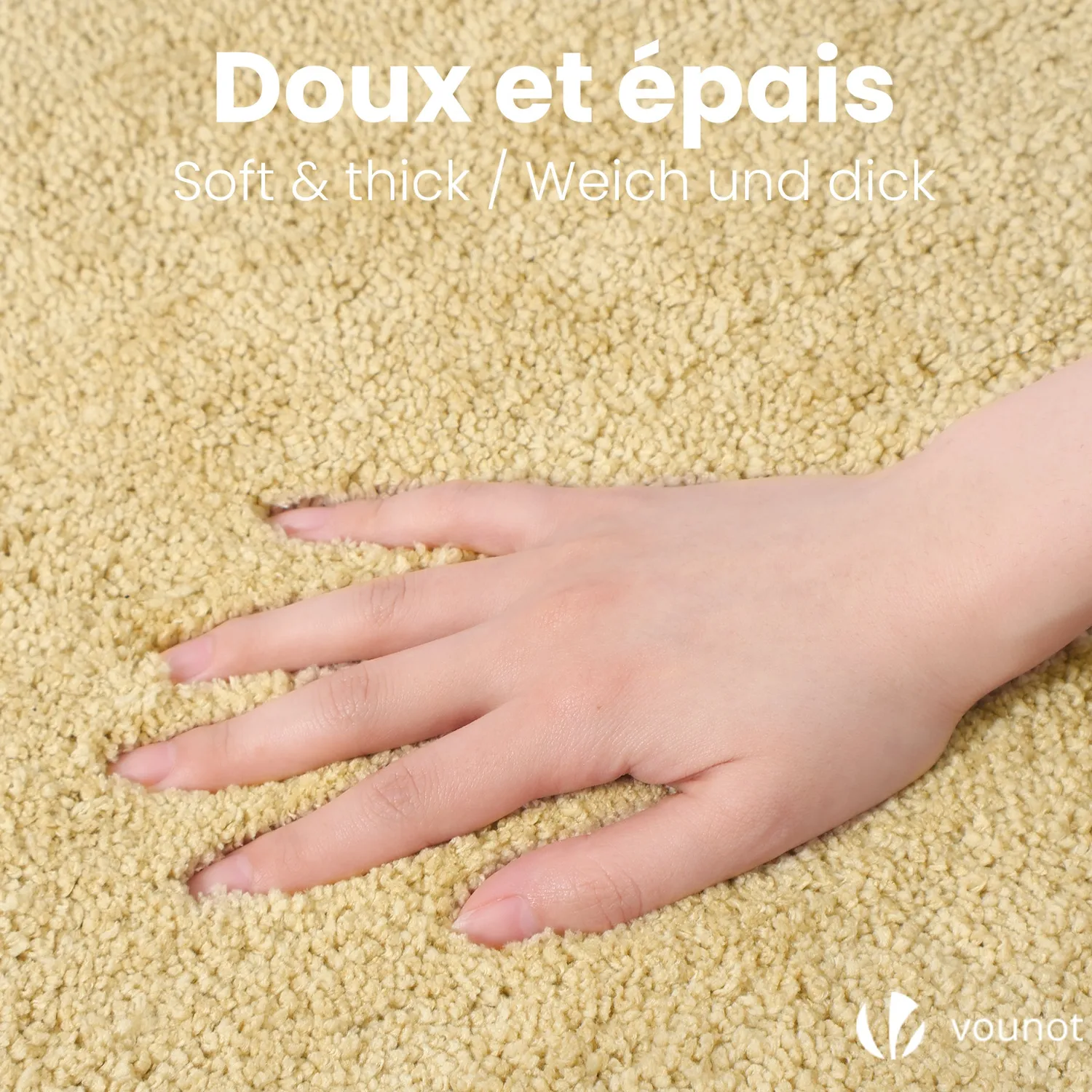 Vounot tappeto bagno antiscivolo microfibra 60x110 cm beige