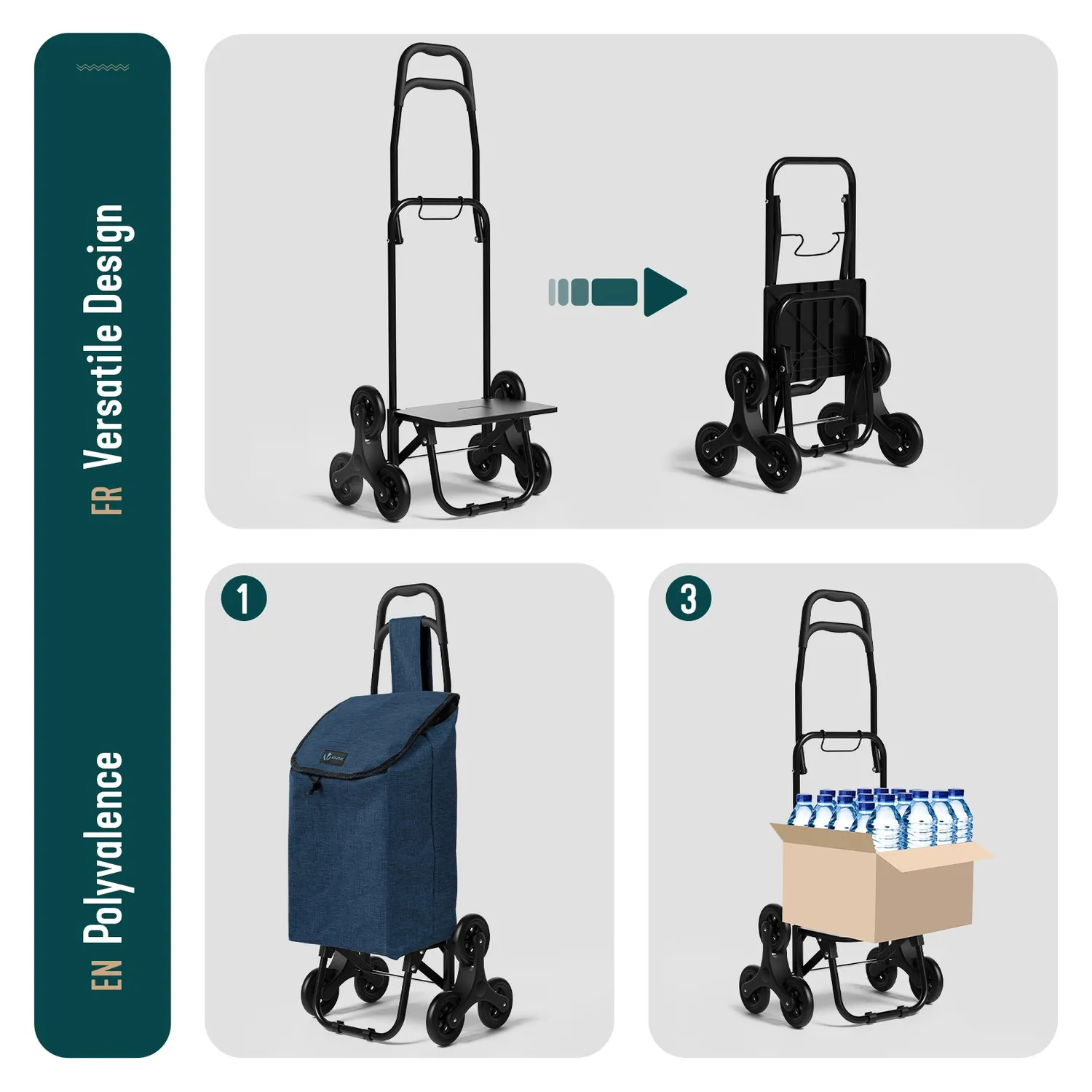 VOUNOT Carrello Spesa Pieghevole Saliscale Blu 32L