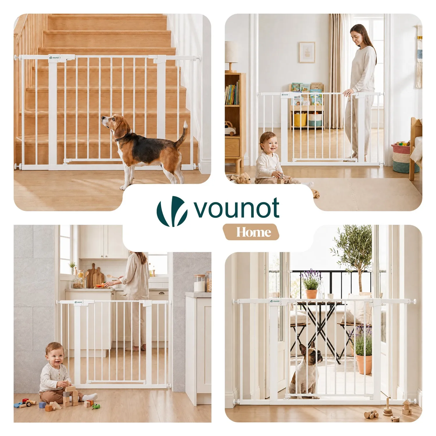 VOUNOT cancello sicurezza pressione 103-110 cm metallo bianco
