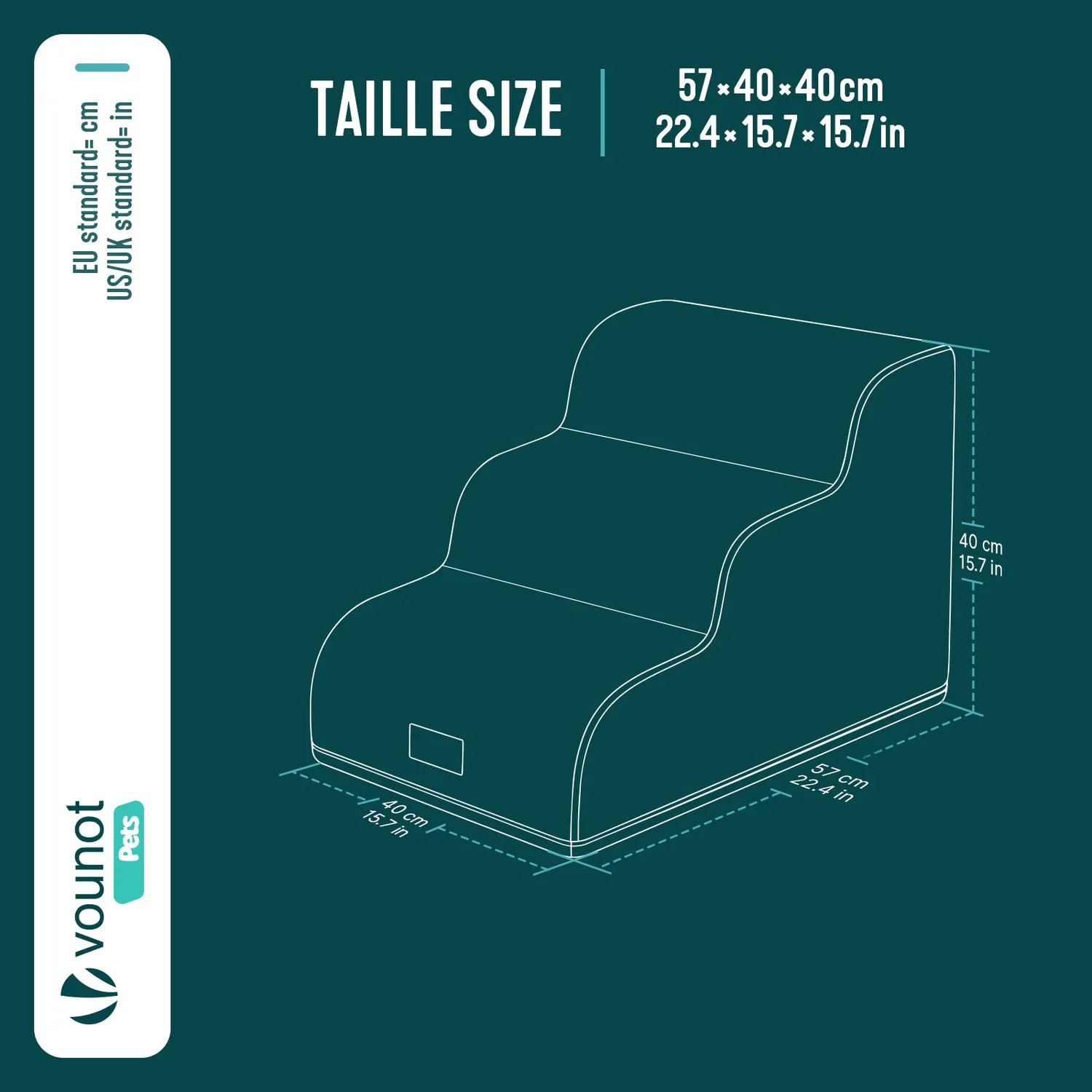 VOUNOT Scaletta per Cani e Gatti 57x40x40 cm Grigia