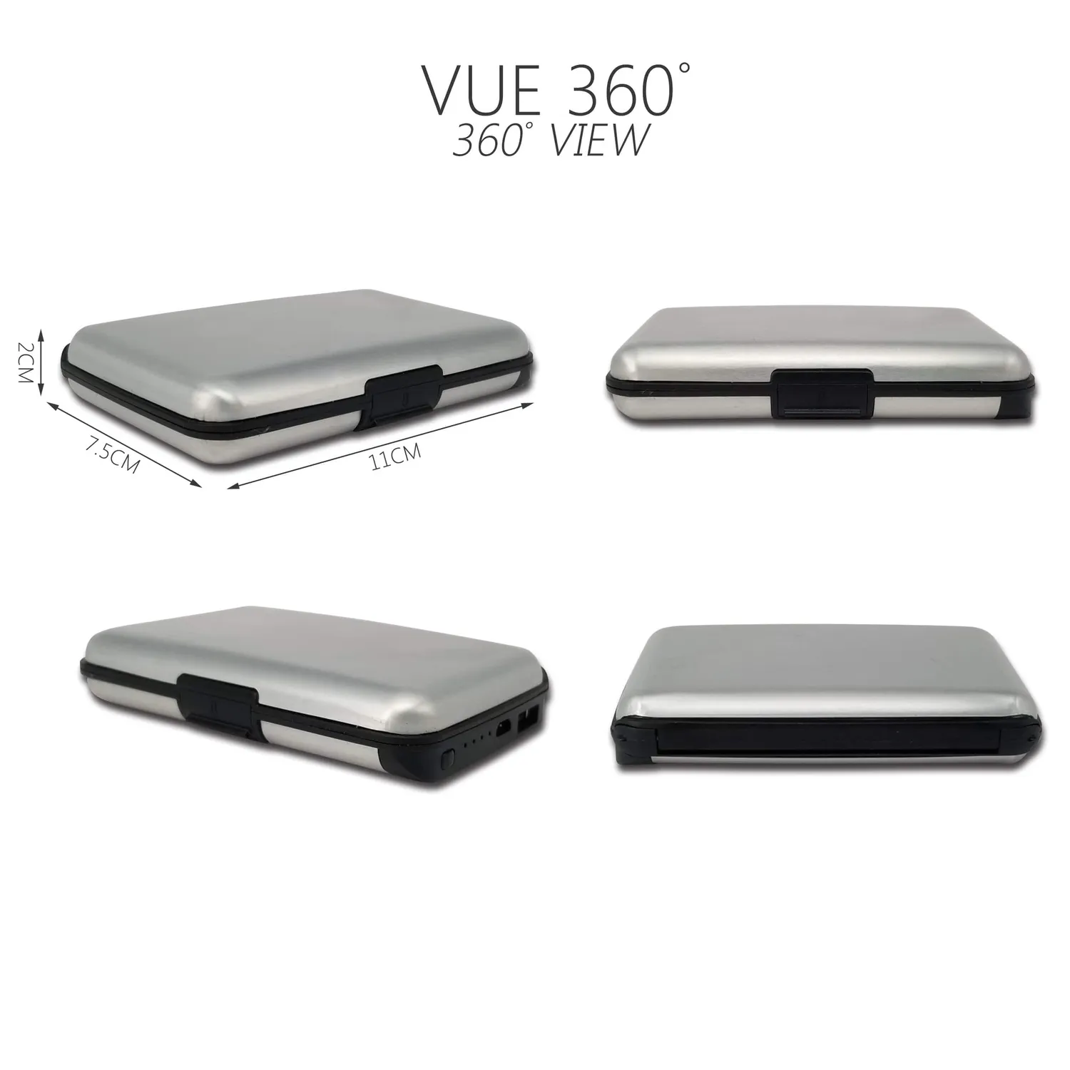 Vounot portafoglio alluminio RFID argento con power bank