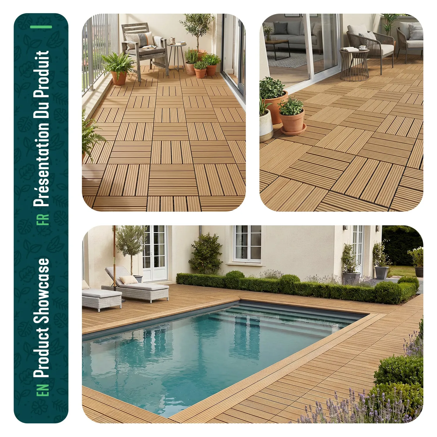 VOUNOT Mattonelle Esterno WPC 30x30cm 16 Pezzi Effetto Legno