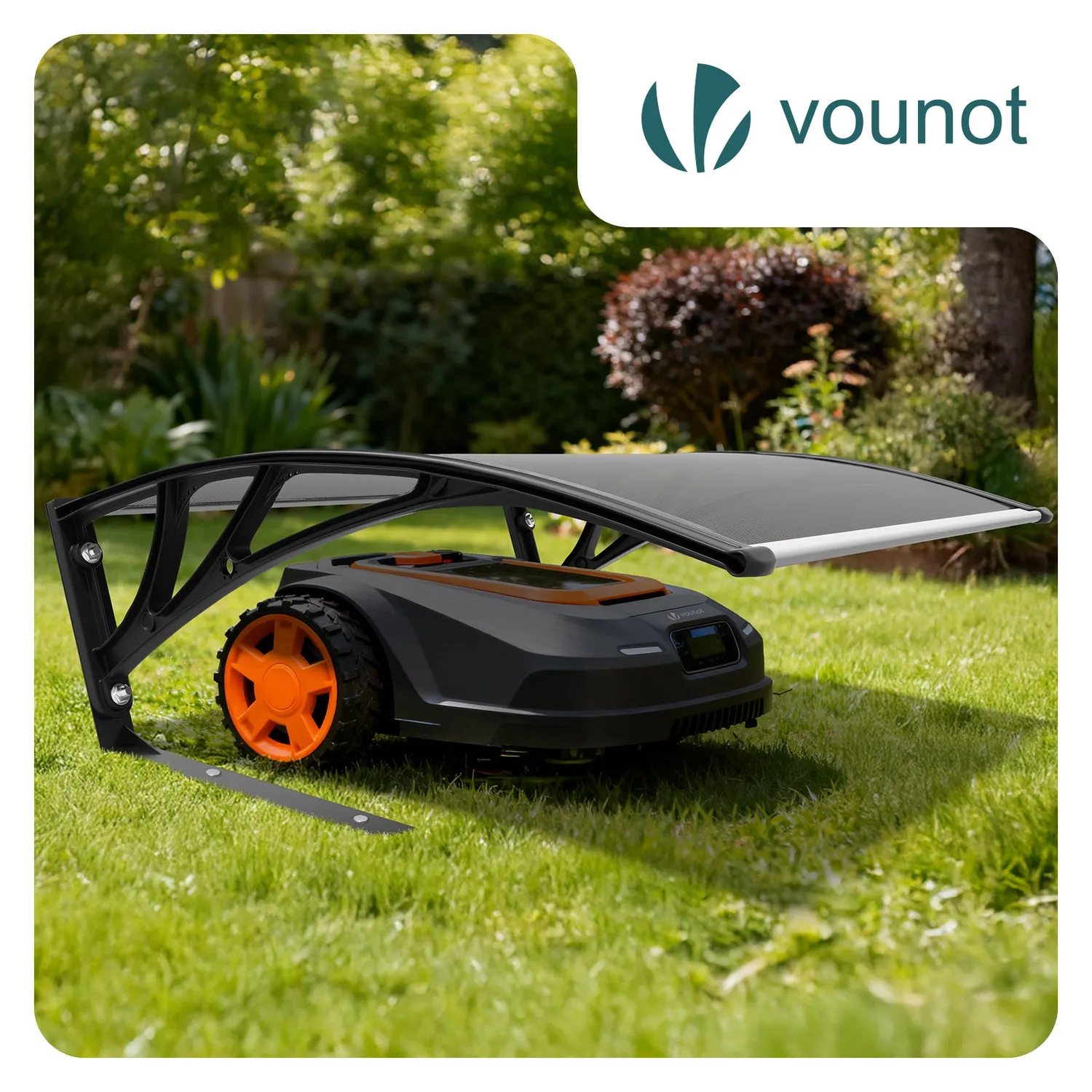 VOUNOT Garage Robot Rasaerba 105x80x46cm Grigio Tettoia