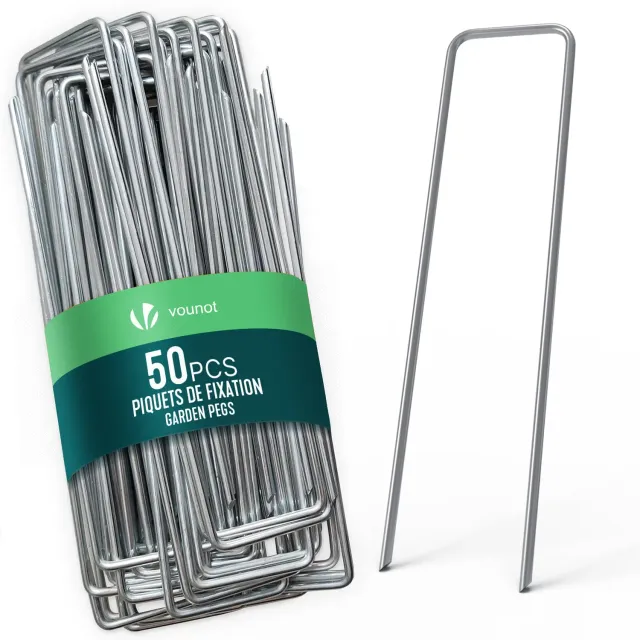 VOUNOT Picchetti Giardino a U 150x30 mm Zincati 50 Pezzi