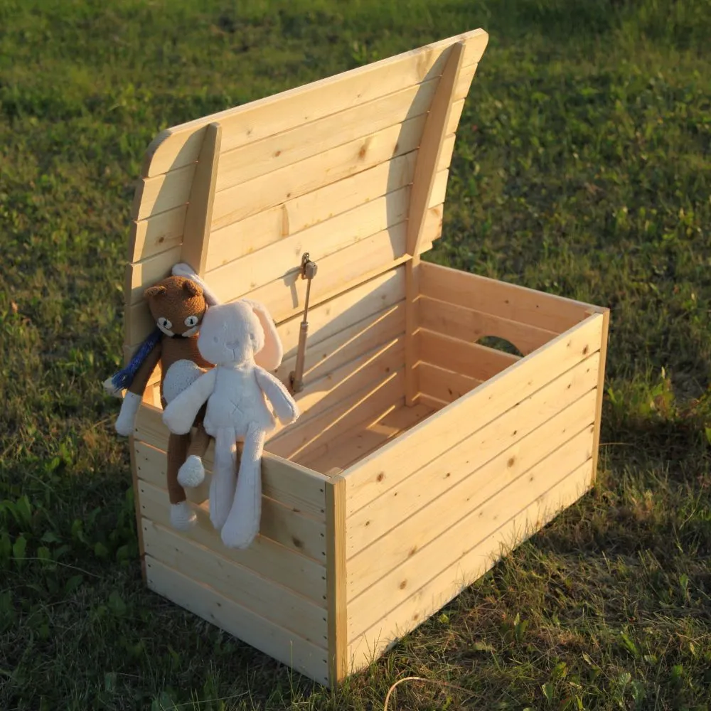 Timbela M034-1 baule legno bambini con coperchio