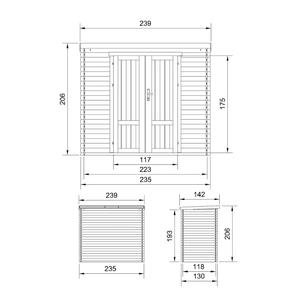 Timbela M310F1 Casetta Giardino Legno 235x130 con Serratura