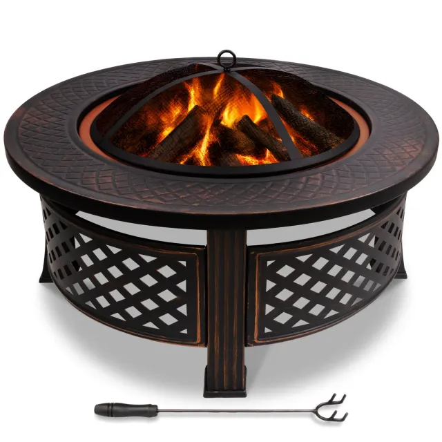 Vounot Braciere da Esterno in metallo 81 cm nero con griglia
