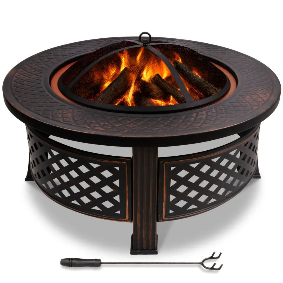 Vounot Braciere da Esterno in metallo 81 cm nero con griglia