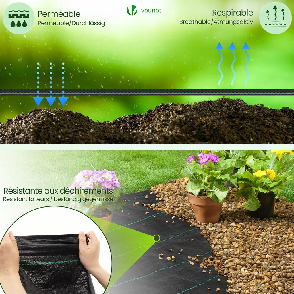 VOUNOT Telo Pacciamatura 25x2 m con 50 Picchetti