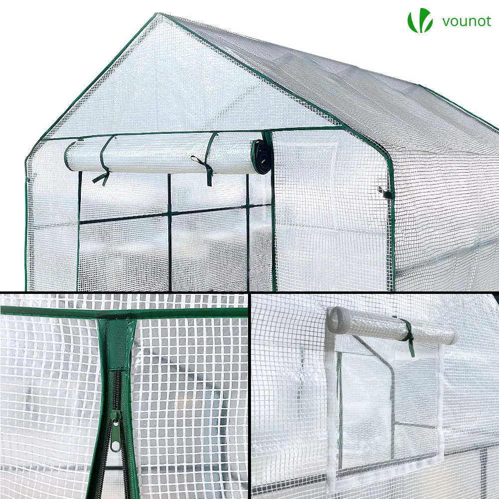 Vounot serra da giardino 143x215x195 cm con ripiani anti UV