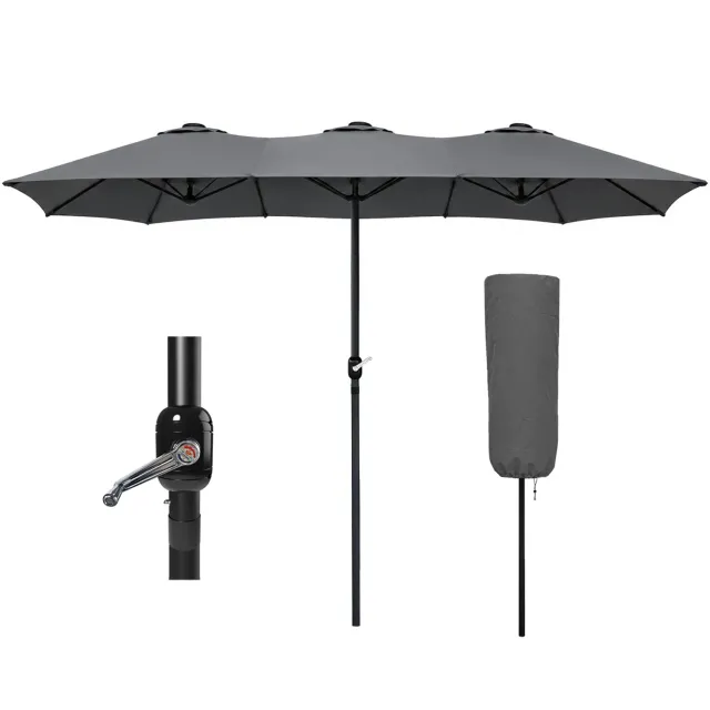 VOUNOT ombrellone doppio giardino alluminio 270x460 cm grigio