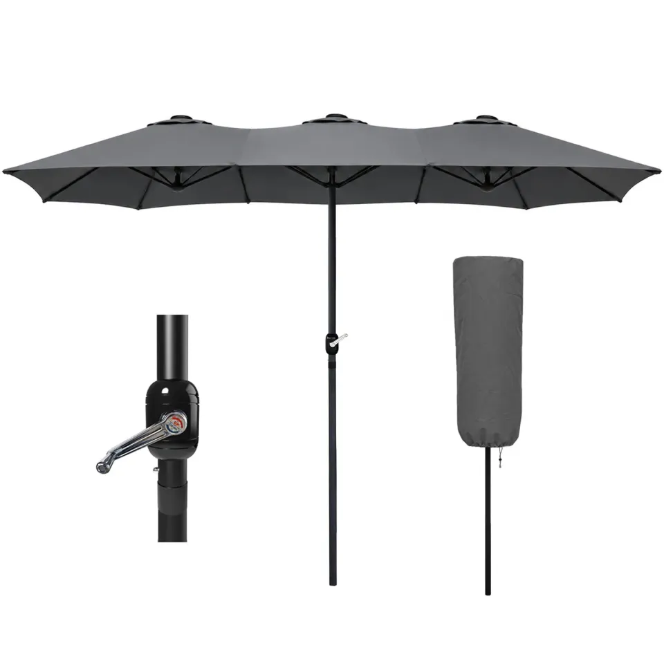 VOUNOT ombrellone doppio giardino alluminio 270x460 cm grigio