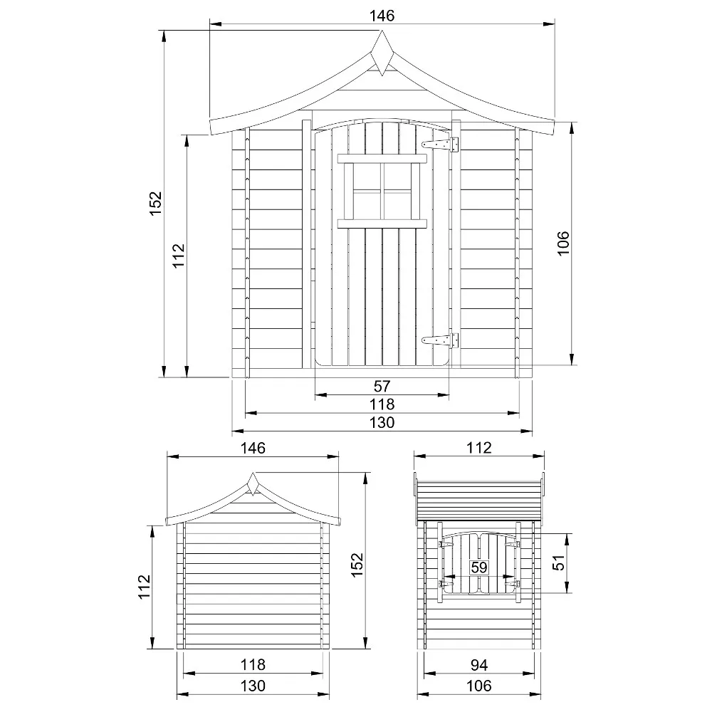 Timbela M550 casetta bambini legno 106x130 cm