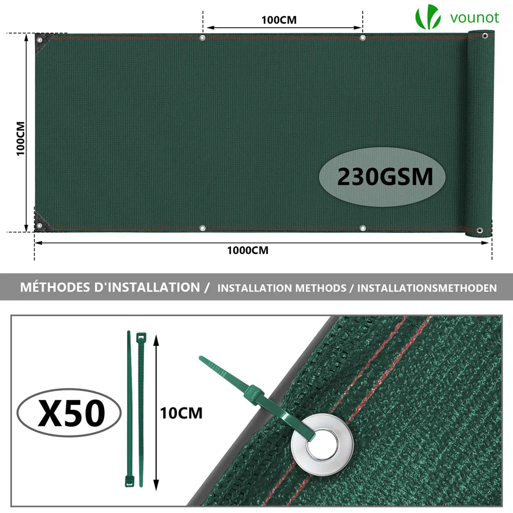 Vounot Telo Frangivista HDPE 1x10m Verde 230g Occultante