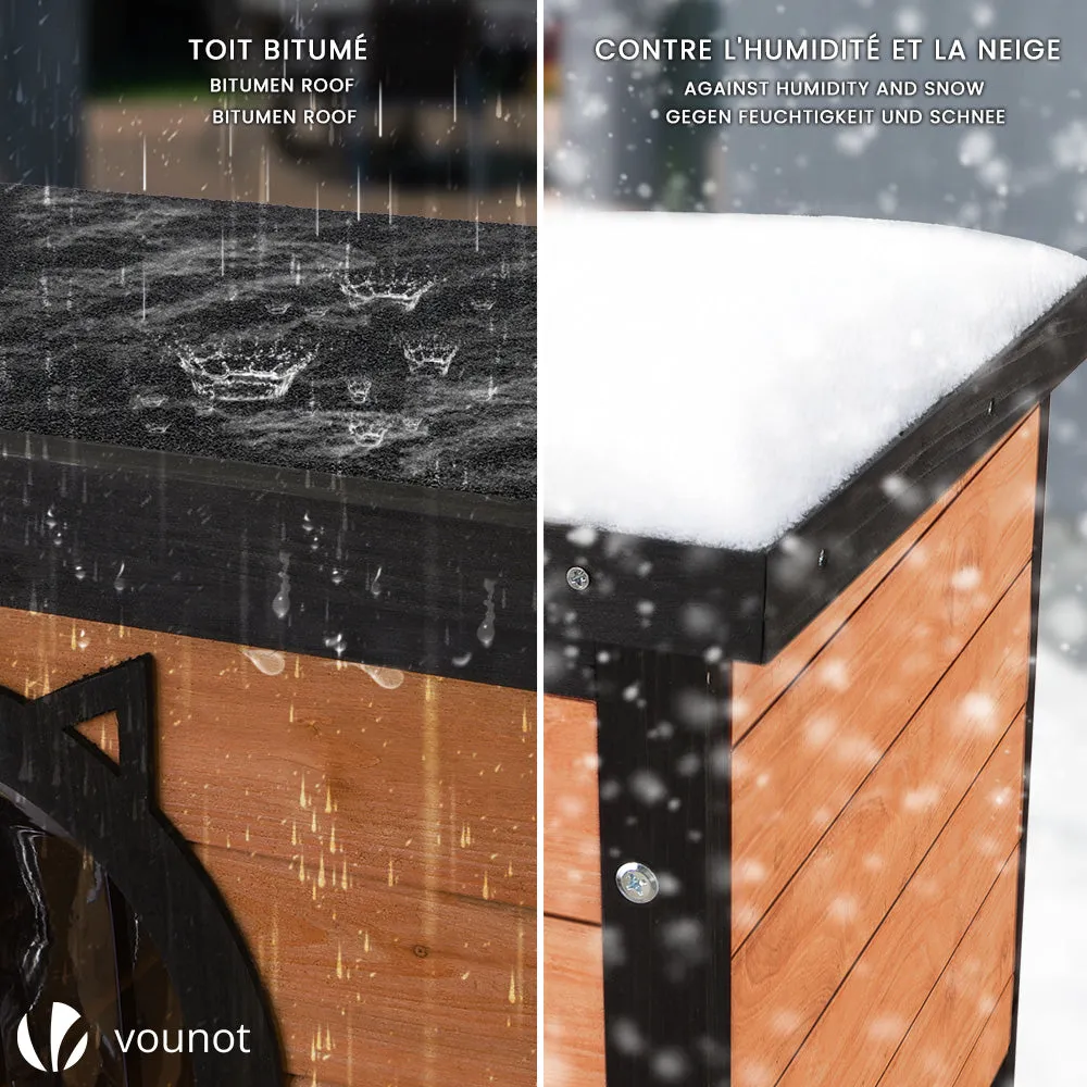 VOUNOT Casa per Gatti in Legno 57x45x43 Tetto Bitumato