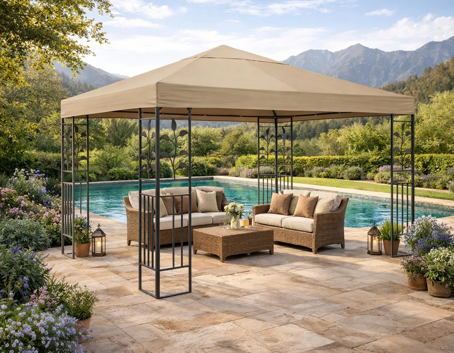 QUICK STAR Telo Ricambio Gazebo 3x3 Beige PVC