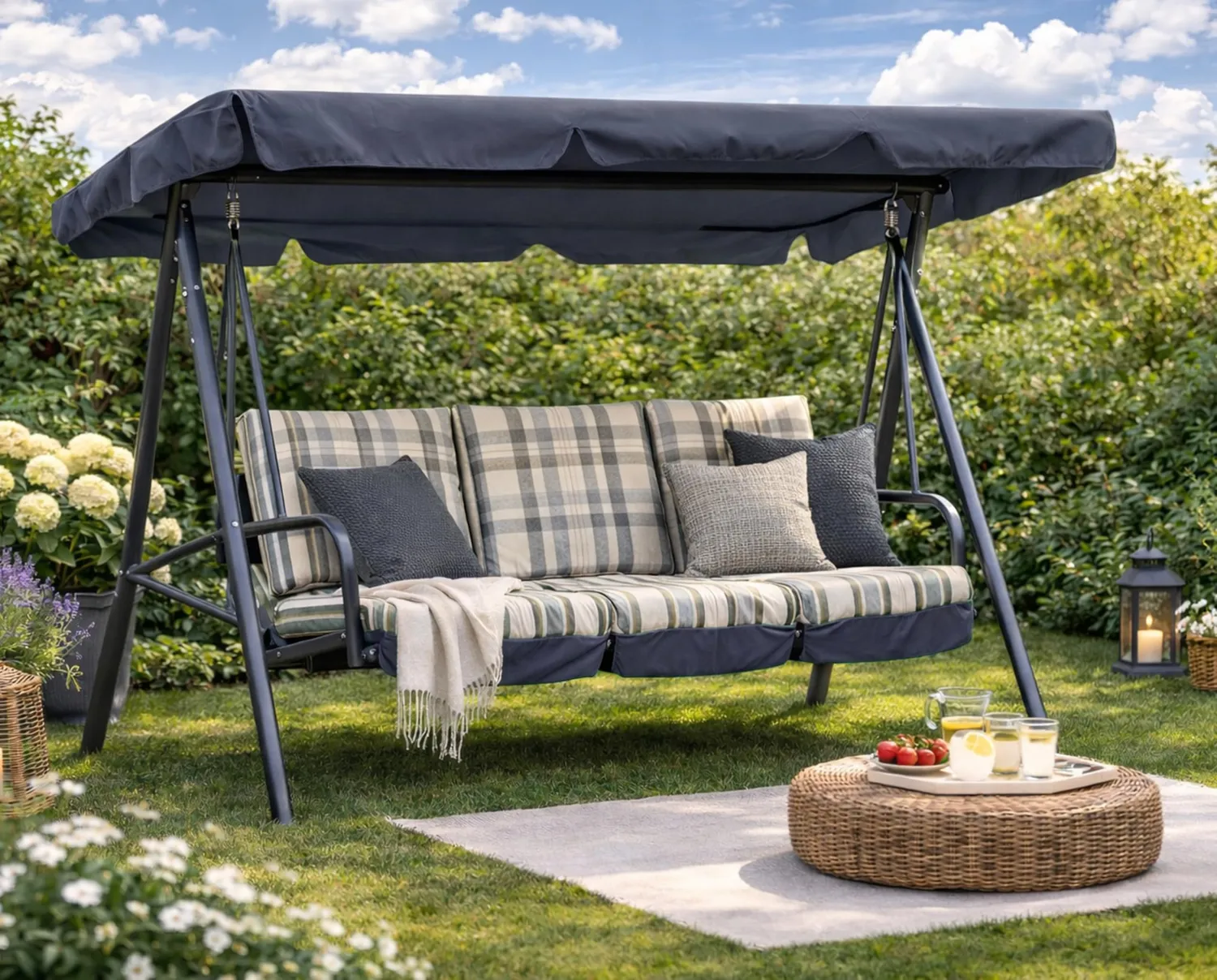 QUICK STAR 210x145 cm telo dondolo 3 posti grigio UV50
