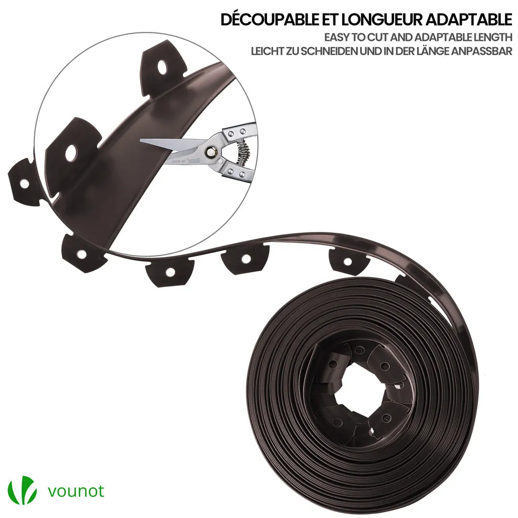 Vounot bordura giardino PVC marrone 40 m con picchetti
