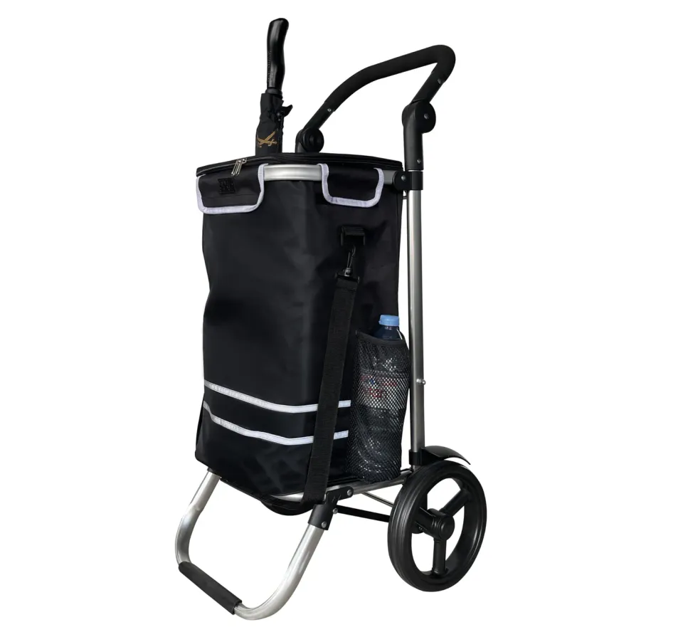 QUICK STAR trolley spesa pieghevole 57L nero ruote EVA 30 kg