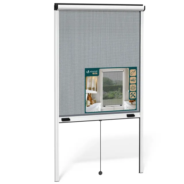 VOUNOT Zanzariera Finestra Avvolgibile 100x160cm Bianca
