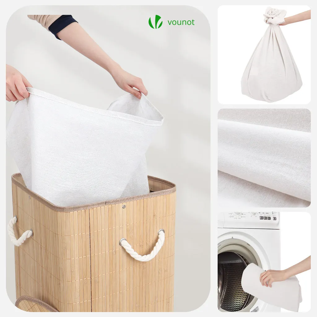 VOUNOT Cesto Biancheria Angolare Bambù 58L con Coperchio