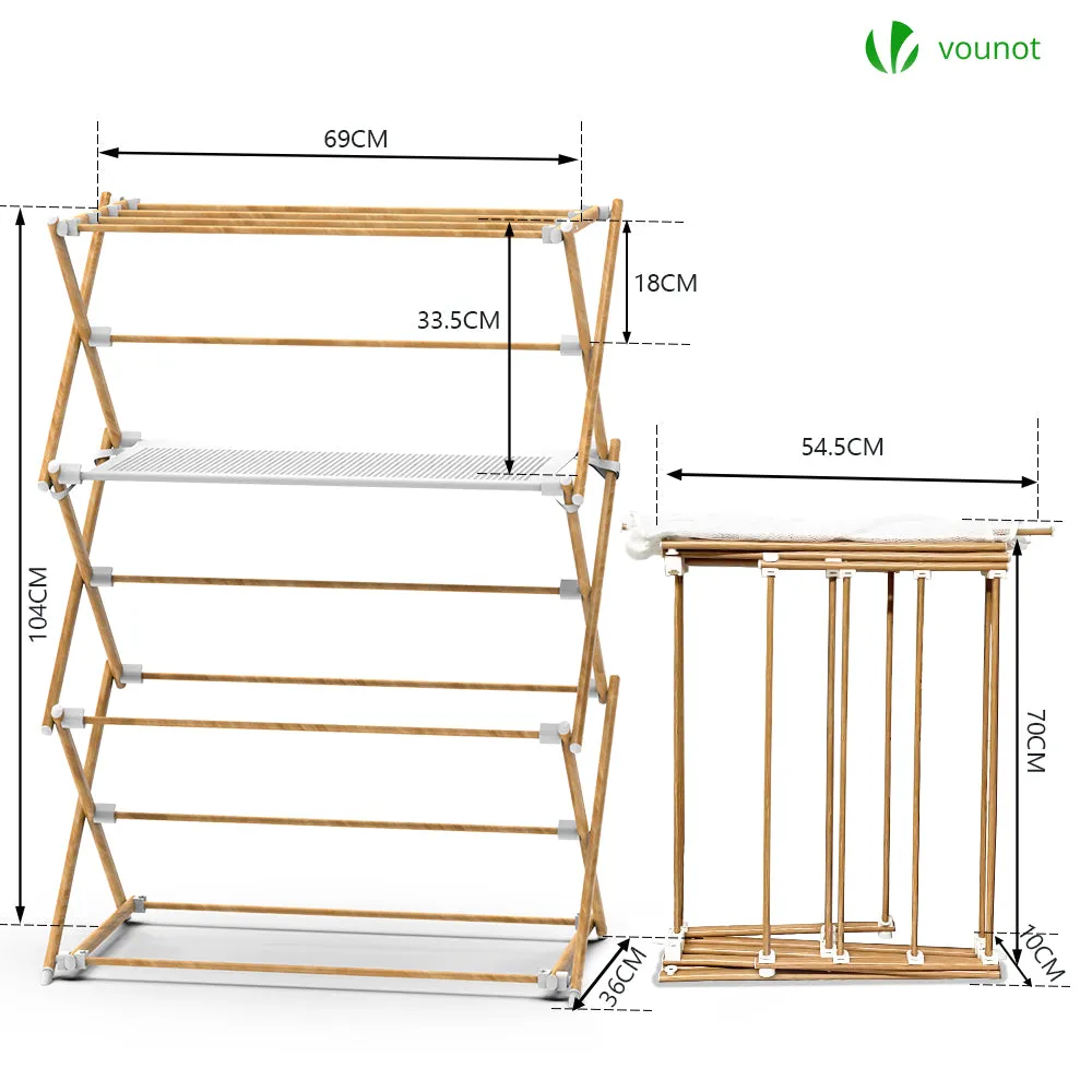 VOUNOT stendibiancheria pieghevole effetto legno 7 m 15 kg