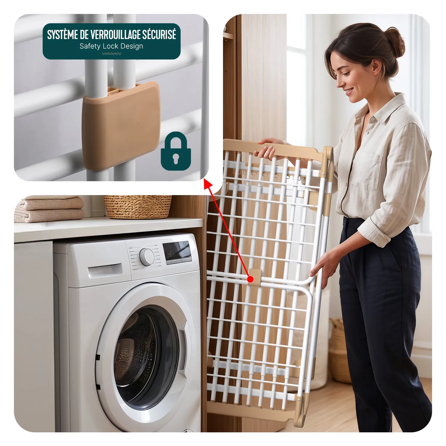 VOUNOT Stendibiancheria telescopico 284cm bianco 30kg