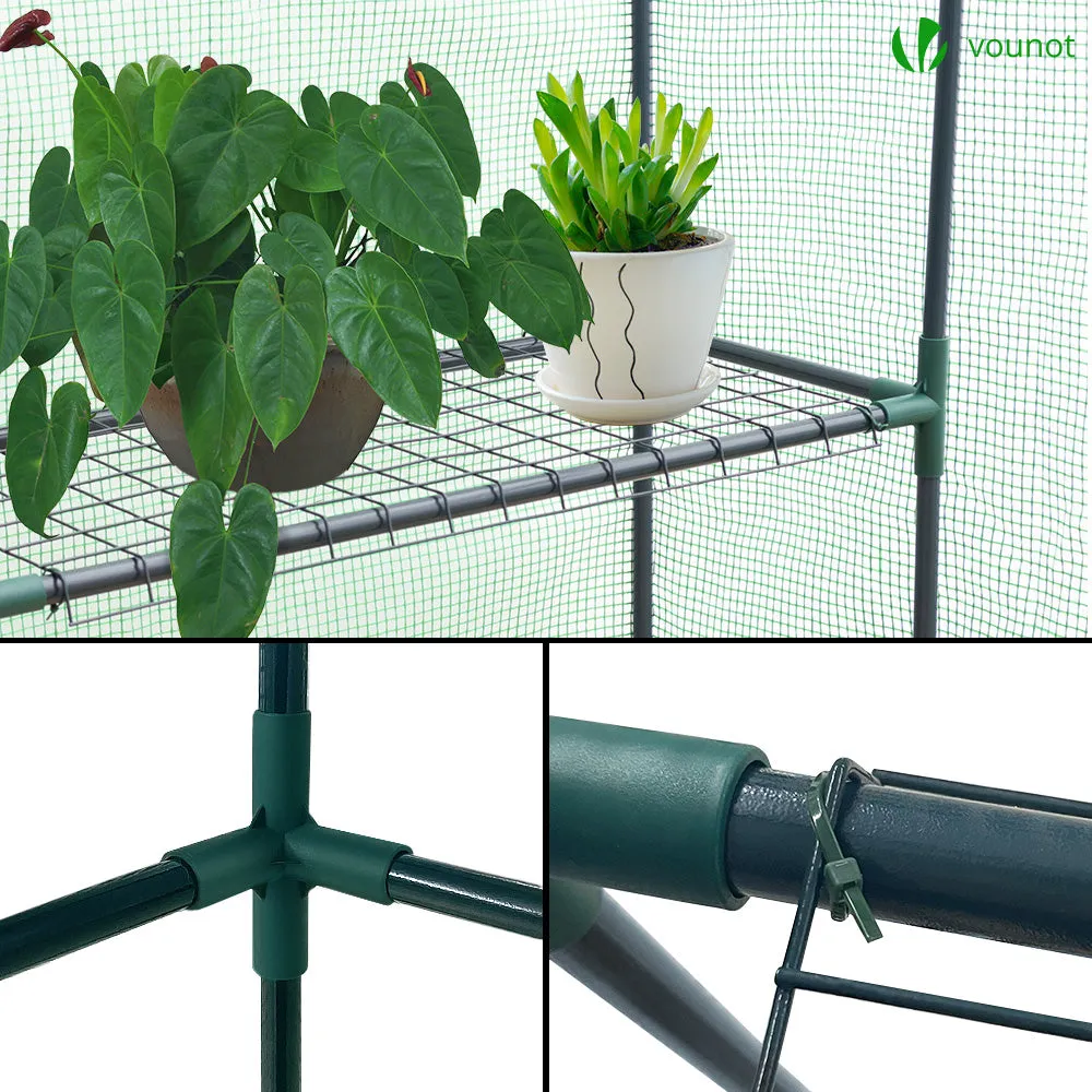 VOUNOT Serra giardino 143x73x195 verde con ripiani