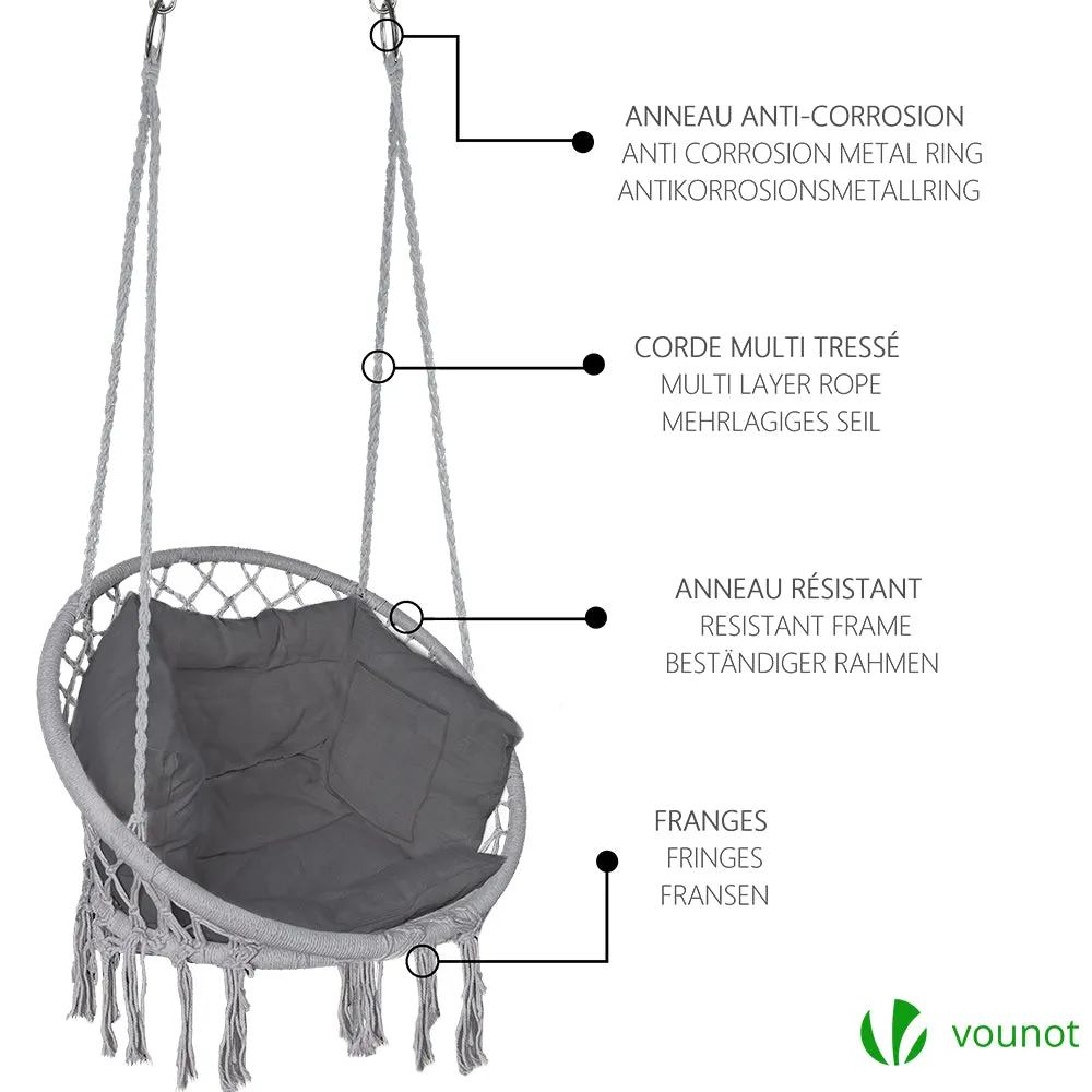 VOUNOT poltrona sospesa grigia cuscino kit acciaio