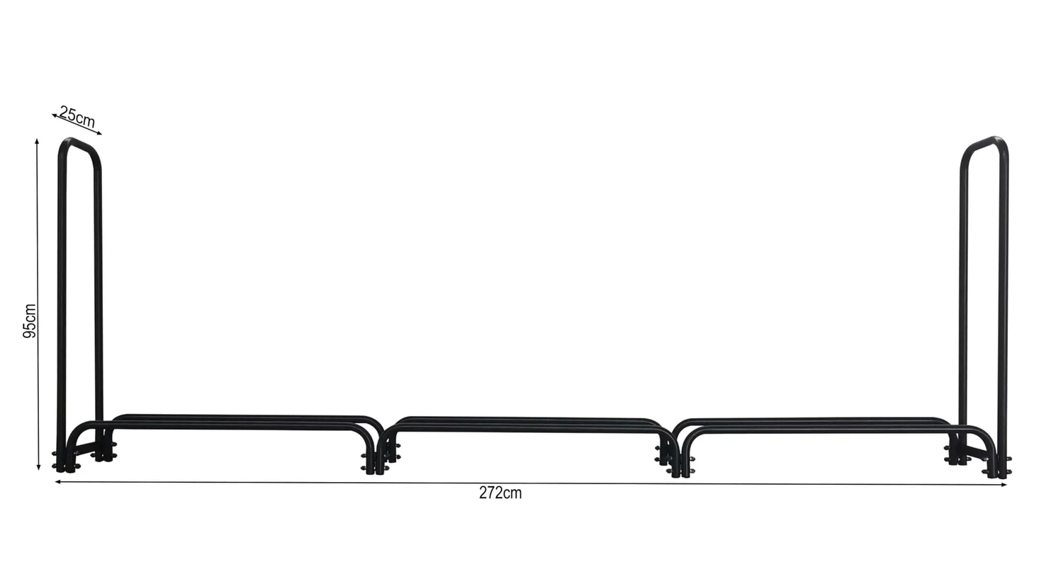 Quick Star scaffale legna metallo 272x25x95 cm con copertura
