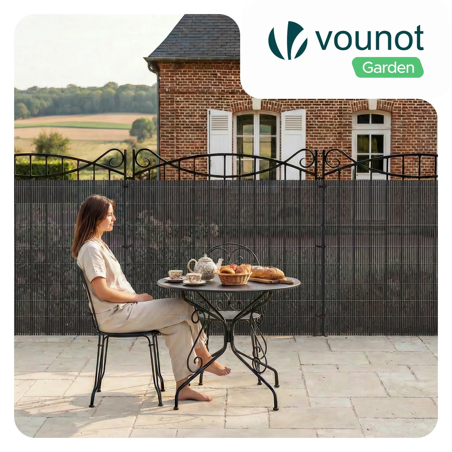 Vounot canniccio PVC 160x500 cm antracite effetto vimini