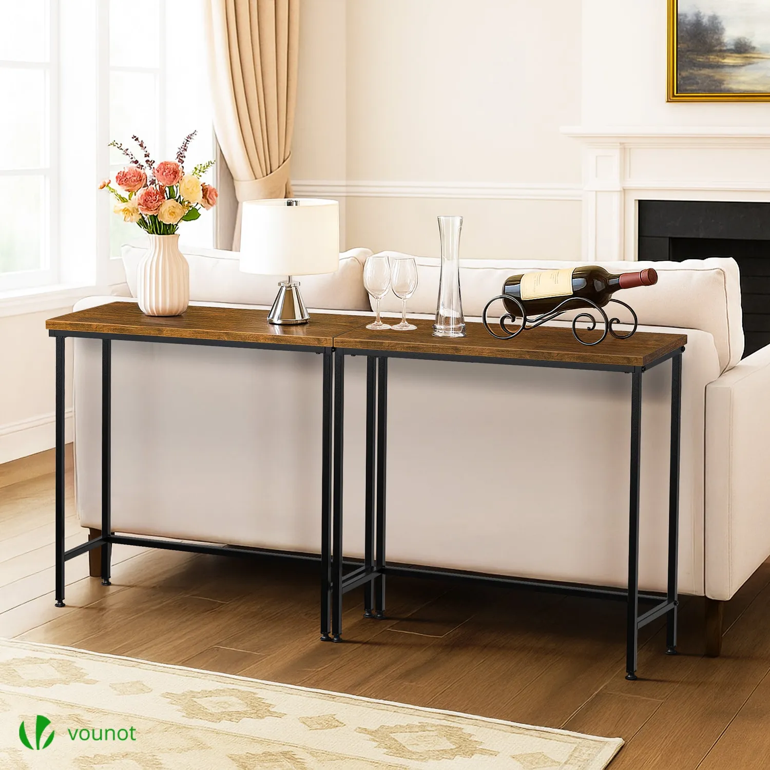 Vounot Consolle Ingresso Industriale 75x24x75cm Marrone