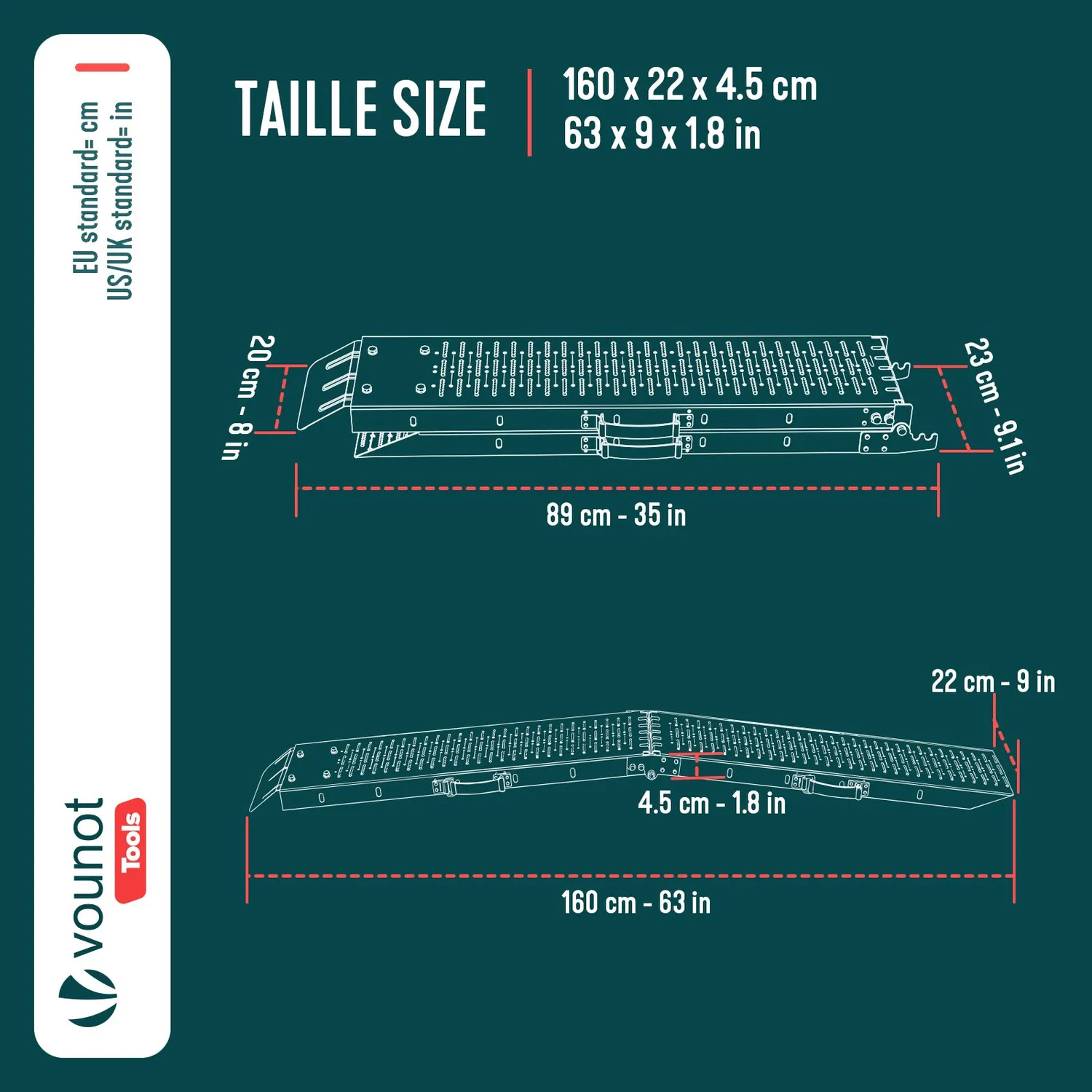 VOUNOT Rampe carico pieghevoli 160 cm acciaio 400 kg 2 pz