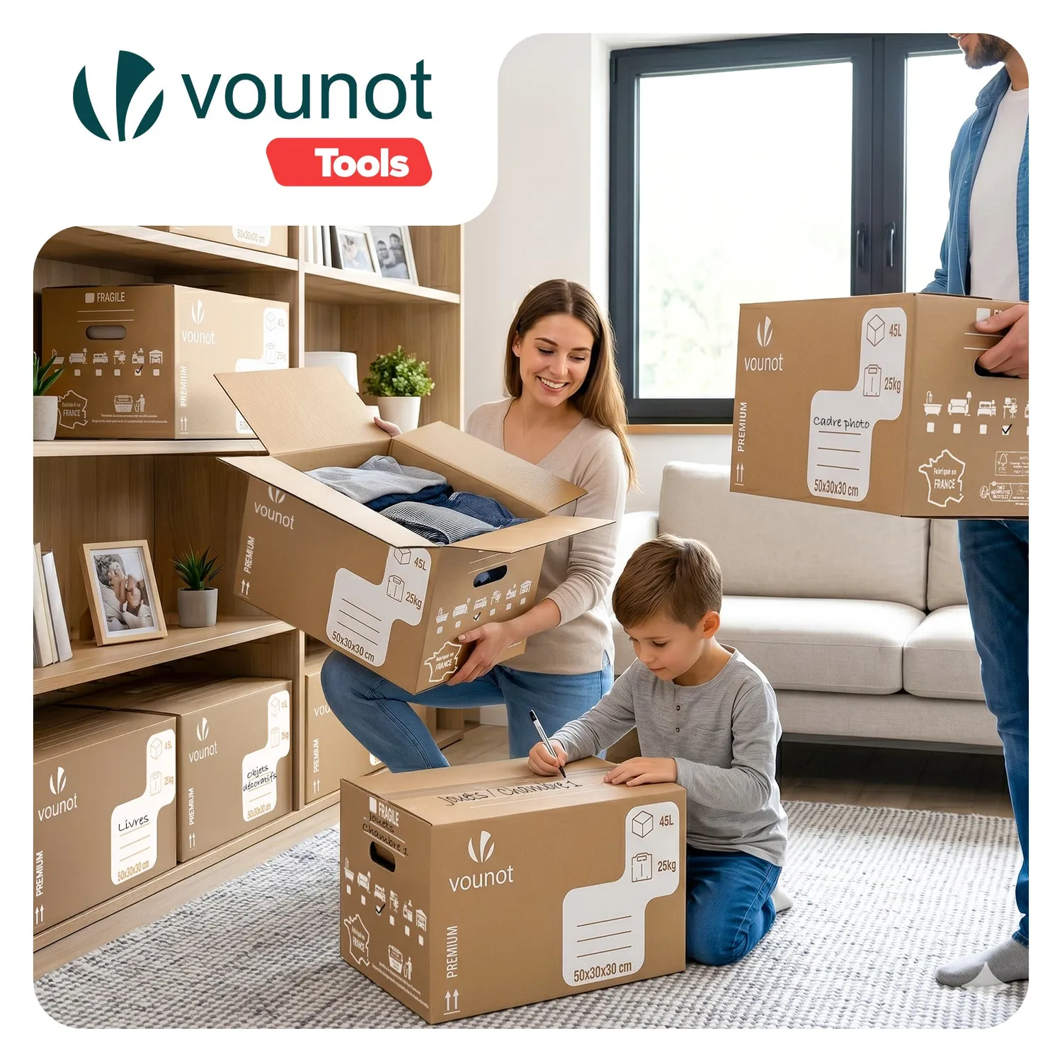 VOUNOT Scatoloni Trasloco 45L 50x30x30 cm 20 Pezzi