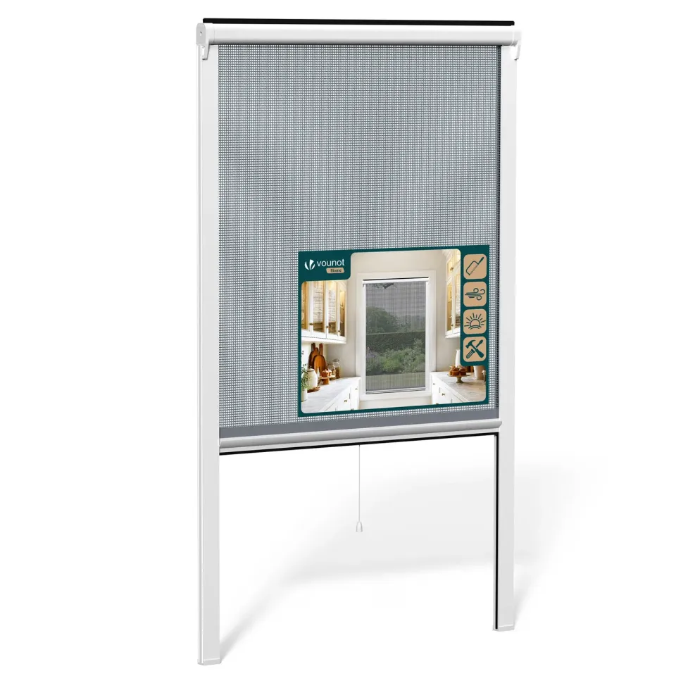Vounot Zanzariera Avvolgibile Finestra 80x130 cm Bianca Tagliabile