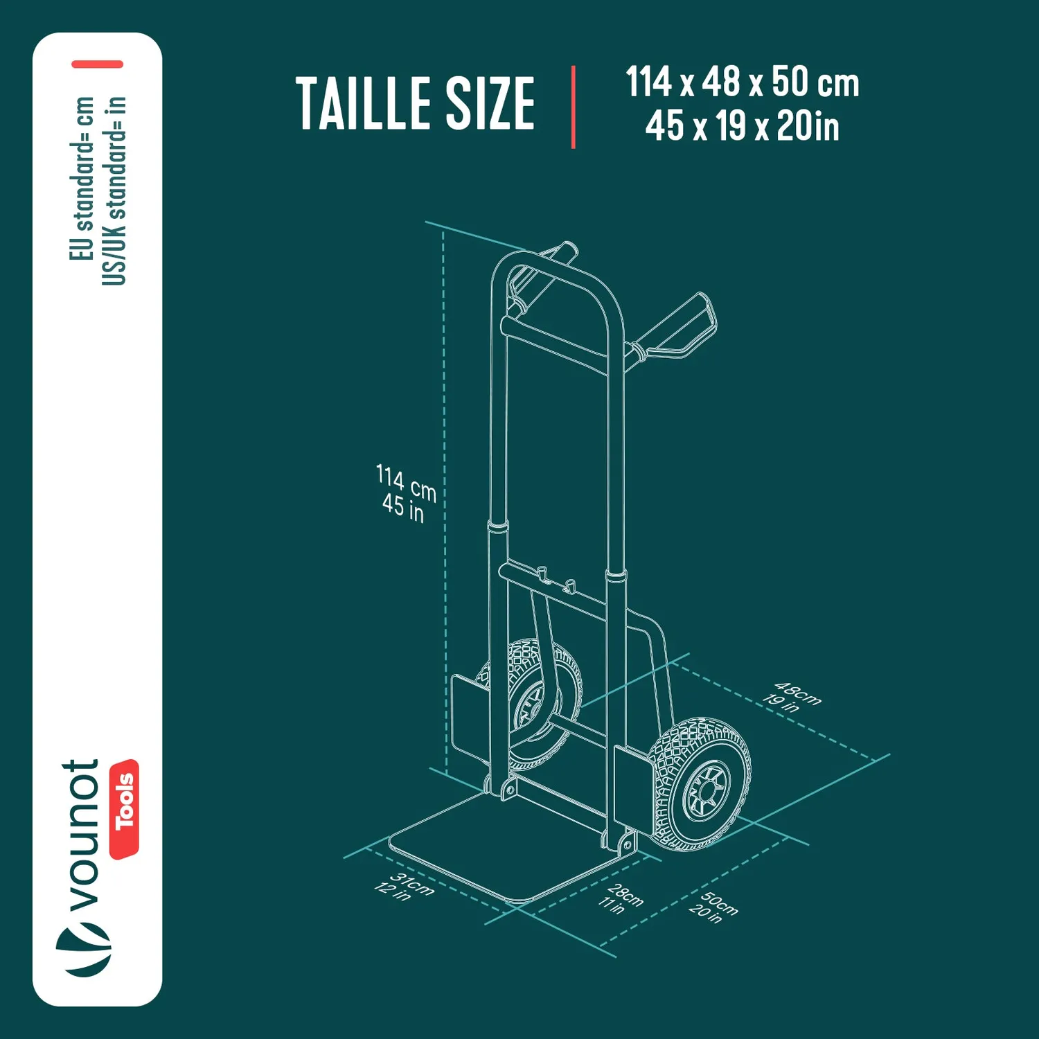 Vounot carrello trasporto pieghevole giallo 200 kg ruote