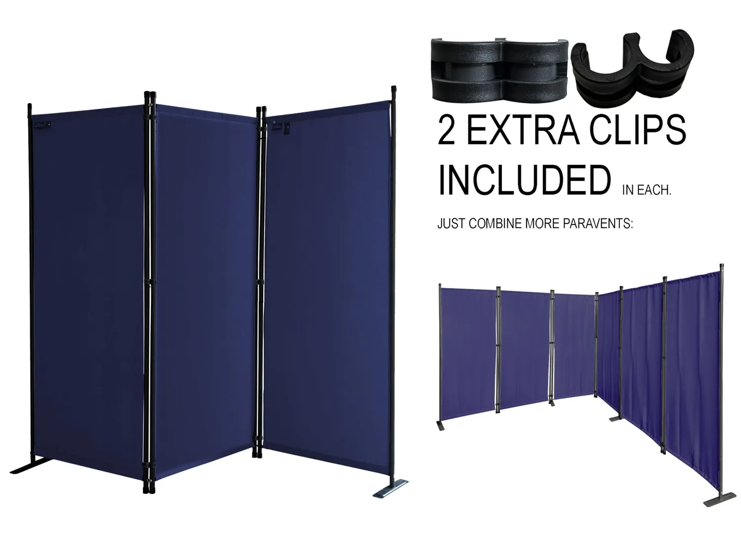 Quick Star 170x165 cm Paravento 3 Ante Blu 2 Pezzi